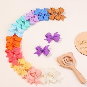doboi 80PCS 2'' Baby Girls Fully Lined Grosgrain Boutique Solid Color Ribbon Mini Hair Bows Clips for Teens Infants Kids Toddlers Newborn Children Set of 40 Pairs