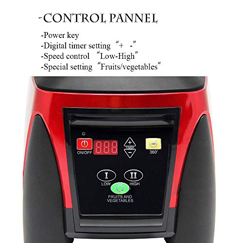 Huanyu Countertop Blender 68 oz 2200W with Speed Control Timer for Fruit Smoothie Ice Soy Milk Hot Soups Frozen Desserts Crush Mix Home Commercial G1100 2L (110V, Red)