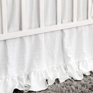 Crib Ruffle Skirt Baby Girl Boys Nursery Bedding Dust Ruffle (White)