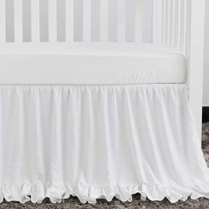 Crib Ruffle Skirt Baby Girl Boys Nursery Bedding Dust Ruffle (White)