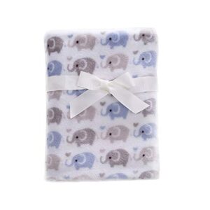 crevent 30"x40" cute lightweight silky cozy warm baby blanket for boys infant toddler newborn unisex crib cot stroller, baby shower, summer spring - blue elephant