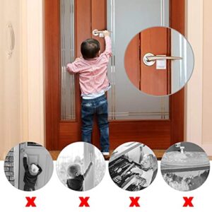 Door Lever Child Lock, Baby Proofing Door Locks Deter Kids Pets from Opening Handle Doors & Getting Locked in Rooms, Tool-Free Install Easiest Use (White -4 Count)