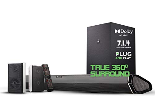 Nakamichi Shockwafe Pro 7.1.4 Channel 600W Dolby Atmos/DTS:X Soundbar with 8" Wireless Subwoofer, 2 Rear Surround Speakers. Get True 360° Cinema Surround with This Plug and Play Home Theater System