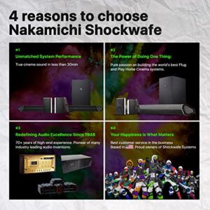 Nakamichi Shockwafe Pro 7.1.4 Channel 600W Dolby Atmos/DTS:X Soundbar with 8" Wireless Subwoofer, 2 Rear Surround Speakers. Get True 360° Cinema Surround with This Plug and Play Home Theater System