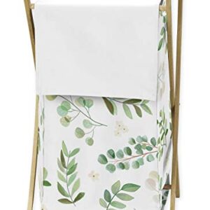 Sweet Jojo Designs Floral Leaf Baby Kid Clothes Laundry Hamper - Green and White Boho Watercolor Botanical Woodland Tropical Garden