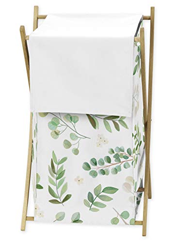 Sweet Jojo Designs Floral Leaf Baby Kid Clothes Laundry Hamper - Green and White Boho Watercolor Botanical Woodland Tropical Garden