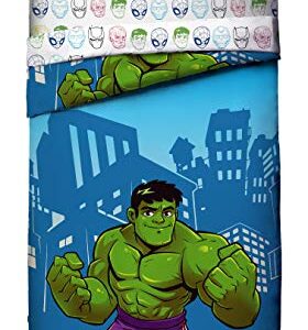 Jay Franco Marvel Super Hero Adventures Hulk Out 4 Piece Toddler Bed Set – Super Soft Microfiber Bed Set Includes Toddler Size Comforter & Sheet Set (Official Marvel Product)