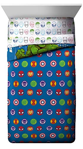 Jay Franco Marvel Super Hero Adventures Hulk Out 4 Piece Toddler Bed Set – Super Soft Microfiber Bed Set Includes Toddler Size Comforter & Sheet Set (Official Marvel Product)