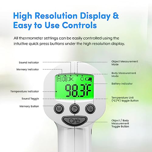 Medical Grade Heavy Duty Touchless Infrared Forehead Thermometer, for Adults & Baby Thermometer Gun, 1s Instant Results