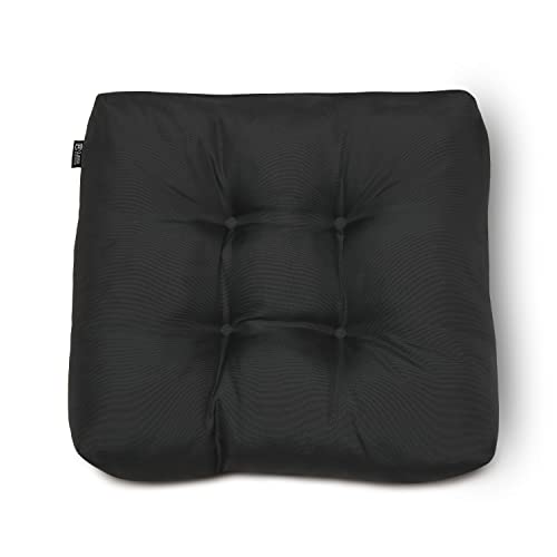Classic Accessories Water-Resistant Square Patio Seat Cushions, 19 x 19 x 5 Inch, 2 Pack, Black, Outdoor Seat Cushions