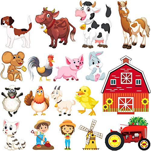 36 Funny Farm Animals Window Decoration Anti Collision Decals, Prevent Bird Strikes PET Sticker for Glass Window Door Baby Room Pig, Horse, Dog, Cat, Cow, Classroom, Nursery (PET Stickers)