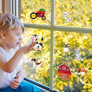 36 Funny Farm Animals Window Decoration Anti Collision Decals, Prevent Bird Strikes PET Sticker for Glass Window Door Baby Room Pig, Horse, Dog, Cat, Cow, Classroom, Nursery (PET Stickers)