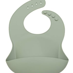 Loulou Lollipop Waterproof Baby Silicone Feeding Bib - Silver Sage