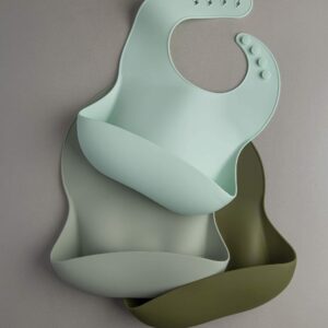 Loulou Lollipop Waterproof Baby Silicone Feeding Bib - Silver Sage