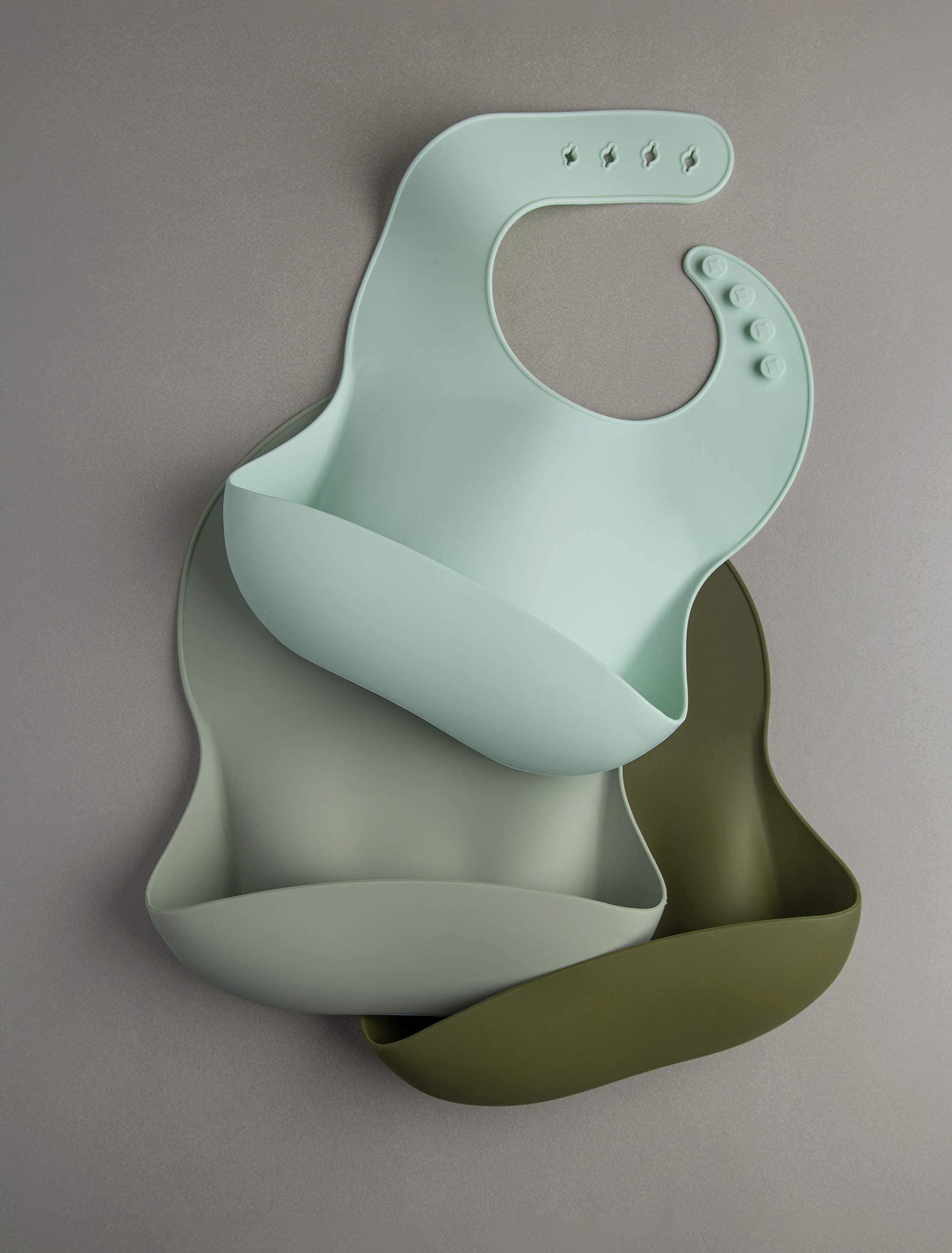 Loulou Lollipop Waterproof Baby Silicone Feeding Bib - Silver Sage