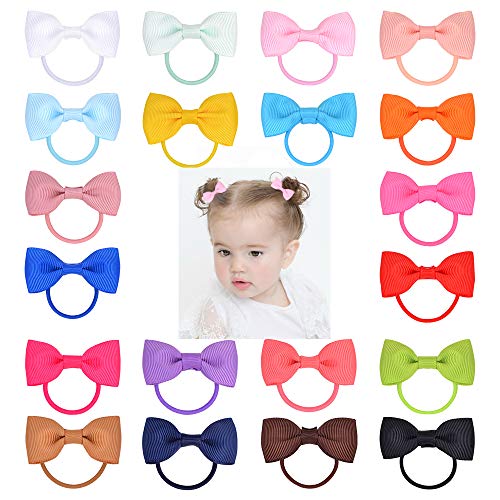 40PCS 2 Inches Baby Girls Hair Bows Ties Mini Boutique Elastic Hair Rubber Ribbon Hair Band Accessories for Kids Toddlers Infants (40 PCS), Multi-colored