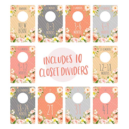 Canopy Street Floral Closet Clothing Size Dividers/Closet Organizer For Baby Girl Clothes Newborn To 4T / Baby Closet Size Dividers