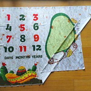 Burrito Baby Month Milestone Blanket for Photo Taken - Avocado Age Blanket