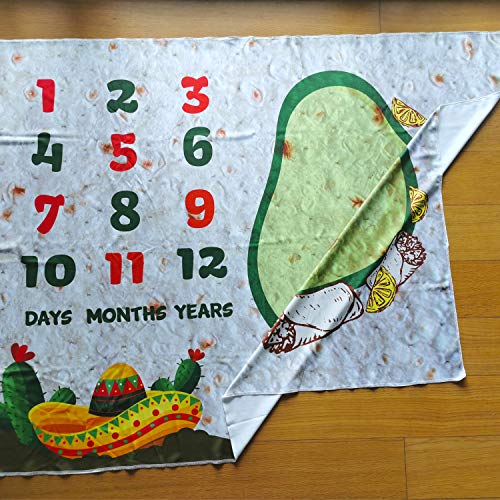 Burrito Baby Month Milestone Blanket for Photo Taken - Avocado Age Blanket