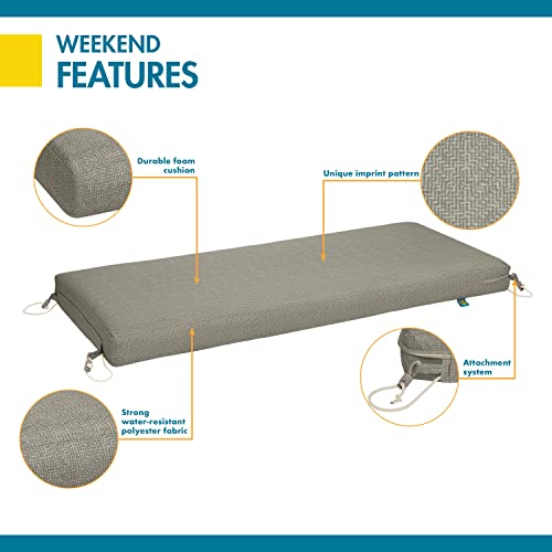 Duck Covers Weekend Water-Resistant Outdoor Bench Cushion, 54 x 18 x 3 Inch, Moon Rock, Patio Furniture Cushions