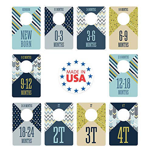 Canopy Street Baby Boy Closet Clothing Dividers/Closet Organizer For Baby Clothes Newborn To 4T / 4" x 6" Boy Nursery Clothes Size Dividers