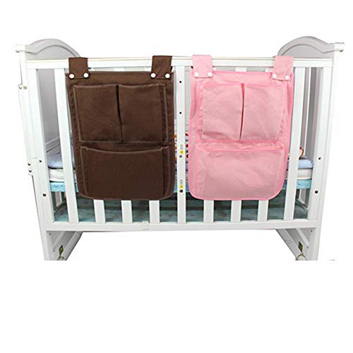 SiyuXinyi Pockets Bedside Storage Bag Caddy Hanging Diaper Organization for Baby Essentials, Hang on Crib, Practical hanging storage bag，Suitable Dormitory, double bed, Bedside storage！（Pink）