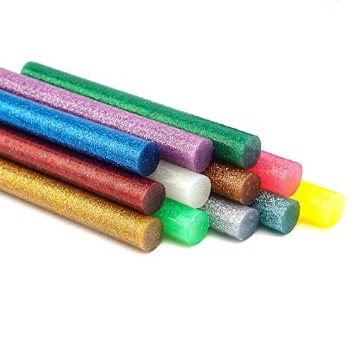 72PCS Glitter Hot Glue Sticks - 0.4x3.9" Gartful Colored sprinkle Hot Melt Glue Sticks, Full Size, Adhesive Sticks for DIY Handmade, Art & Craftwork, General Repair, Gluing Project, 12 Colors