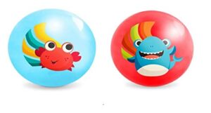 b. toys – bouncy balls for kids – 2 pack – 8.5” – air pump included – shark & crab play balls – indoor & outdoor – playground games – bouncin’ around – 3 years +