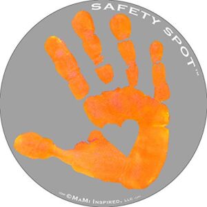safety spot magnet - kids handprint for car parking lot safety - gray background (orange)