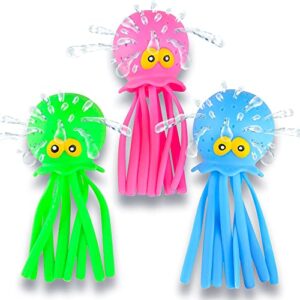 artcreativity octopus water balls, set of 3, rubber kids’ bath toys, sensory stress relief pool toys for kids, cute goodie bag fillers for boys and girls, pink, blue and green