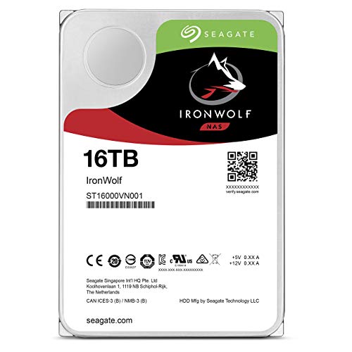 Seagate IronWolf 16TB NAS Internal Hard Drive HDD – 3.5 Inch SATA 6GB/S 7200 RPM 256MB Cache for Raid Network Attached Storage (ST16000VN001) (Renewed)