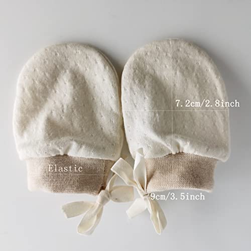Organic Cotton Infant No Scratch Mittens Newborn for Baby Mittens 0-6 Months,4 Pairs