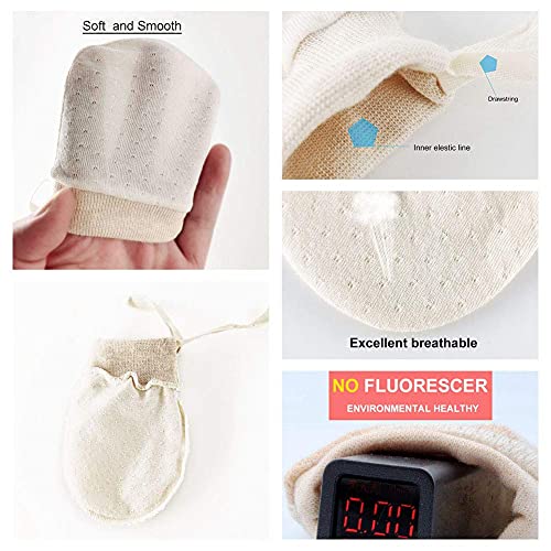 Organic Cotton Infant No Scratch Mittens Newborn for Baby Mittens 0-6 Months,4 Pairs