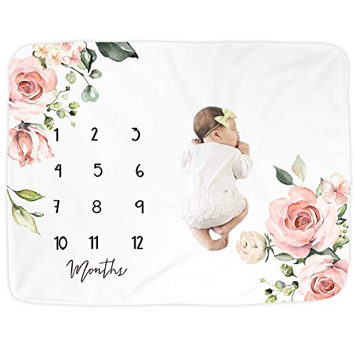 Kute 'n' Koo Premium Fleece Baby Monthly Milestone Baby Blanket for Boy Girl | Large Personalized Photography Background Blankets | Thick Flannel for Mom Newborn