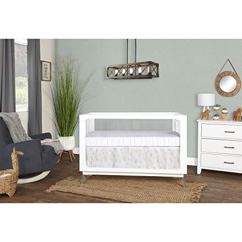 Evolur Acrylic Millennium 4-in-1 Convertible Crib-Modern Full Size Crib I Baby Crib I Easily Coverts to Toddler Bed & Dayday I  Adjustable Mattress Support Base I Acrylic Slats I in White to Reflect