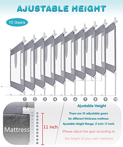 MBQMBSS 77" Bed Rail for Toddlers, Toddler Bed Rails for Queen Bed, Sturdy Baby Bed Rail Guard for King Size Bed, Extra Tall Bed Railing for Kids, Protective Bed Rail for Baby