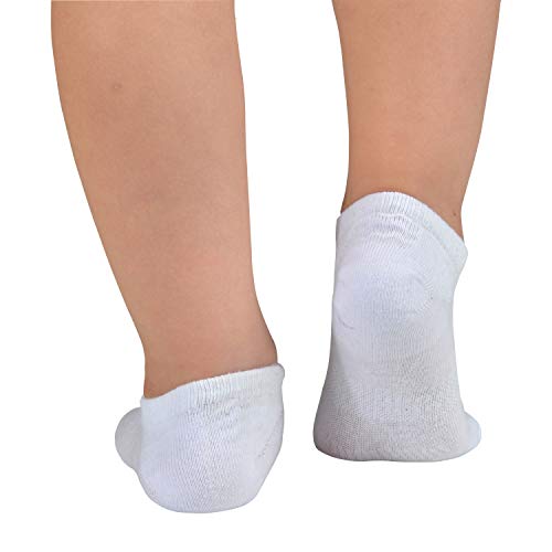 JORMATT 6 Pairs Toddler Little Girls Boys No Show Socks Thin Cotton Soft Anti Slip Low Cut Socks Breathable With Grips, White S