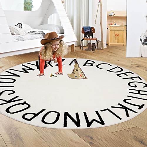 HiiARug ABC Large Area Rug for Nursery Soft Kids Play Mat Round Educational Alphabet Floor Area Rugs Non-Slip for Children Toddlers Nursery Bedroom Living Room