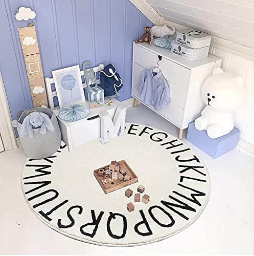 HiiARug ABC Large Area Rug for Nursery Soft Kids Play Mat Round Educational Alphabet Floor Area Rugs Non-Slip for Children Toddlers Nursery Bedroom Living Room