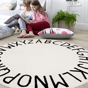 HiiARug ABC Large Area Rug for Nursery Soft Kids Play Mat Round Educational Alphabet Floor Area Rugs Non-Slip for Children Toddlers Nursery Bedroom Living Room