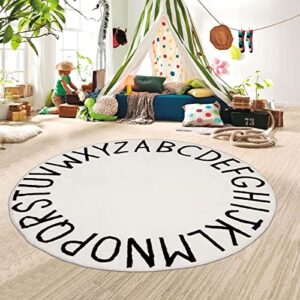 HiiARug ABC Large Area Rug for Nursery Soft Kids Play Mat Round Educational Alphabet Floor Area Rugs Non-Slip for Children Toddlers Nursery Bedroom Living Room