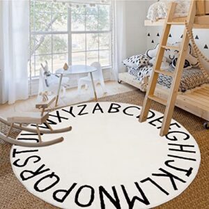 HiiARug ABC Large Area Rug for Nursery Soft Kids Play Mat Round Educational Alphabet Floor Area Rugs Non-Slip for Children Toddlers Nursery Bedroom Living Room