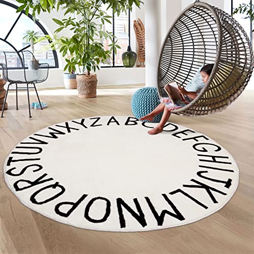 HiiARug ABC Large Area Rug for Nursery Soft Kids Play Mat Round Educational Alphabet Floor Area Rugs Non-Slip for Children Toddlers Nursery Bedroom Living Room