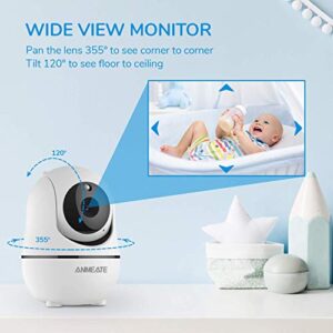 ANMEATE Baby Monitor with Remote Pan-Tilt-Zoom Camera, 3.5” Large Display Video Baby Monitor with Camera and Audio |Infrared Night Vision |Two Way Talk | Room Temperature| Lullabies and 960ft Range