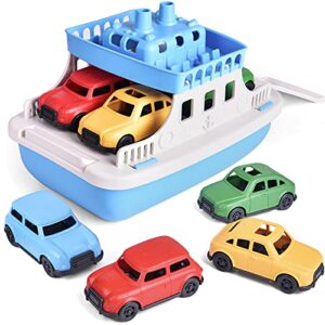 toy boat bath toys for toddlers with 4 mini car toys, kids water toys ferry boat for bathtub bathroom pool beach toys, birthday gifts