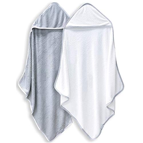 2 Pack Premium Bamboo Baby Bath Towel - Ultra Absorbent - Ultra Soft Hooded Towels for Babies,Toddler,Infant - Newborn Essential -Perfect Baby Registry Gifts for Boy Girl