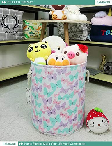 FANKANG Storage Baskets,Collapsible Convenient Nursery Hamper/Laundry Bin/Toy Collection Organizer for Kid's Room(Butterfly)