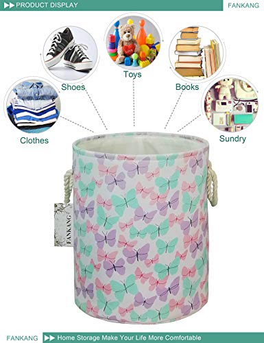 FANKANG Storage Baskets,Collapsible Convenient Nursery Hamper/Laundry Bin/Toy Collection Organizer for Kid's Room(Butterfly)