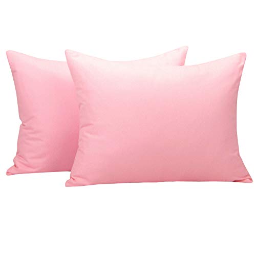 NTBAY 2 Pack Cotton 13" x18" Pillows with Toddler Microfiber Pillowcases, Soft Kids Crib Pillows for Sleeping with Zippered Baby Travel Pillow Cases in Daycare Preschool, Pink