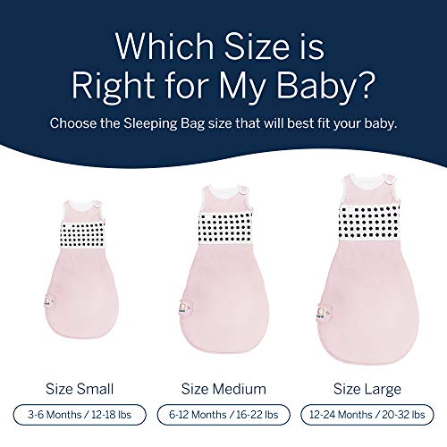 Nanit Breathing Wear Sleeping Bag – 100% Cotton Baby Sleep Sack - Works with Nanit Pro Baby Monitor to Track Breathing Motion Sensor-Free, Real-Time Alerts, Size Medium, 6-12 Months, Blush Pink